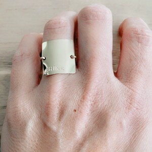 Gold Square disc ring / Square ring / Organic hammered ring 14k gold fill image 2