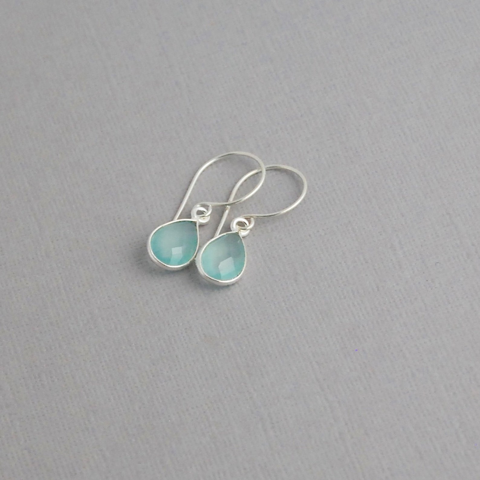 Chalcedony Earrings in Sterling Silver or Gold Fill Tear Drop Etsy