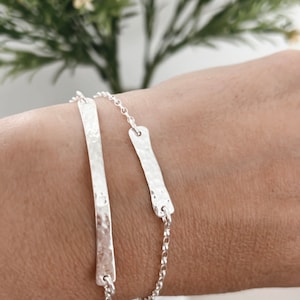 Hammered Bar Bracelet Sterling silver Bar Bracelet Layering Bracelet