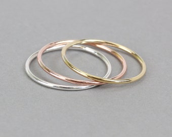 Stacking rings / Sterling silver, 14k Rose gold fill, 14k gold fill / layering rings