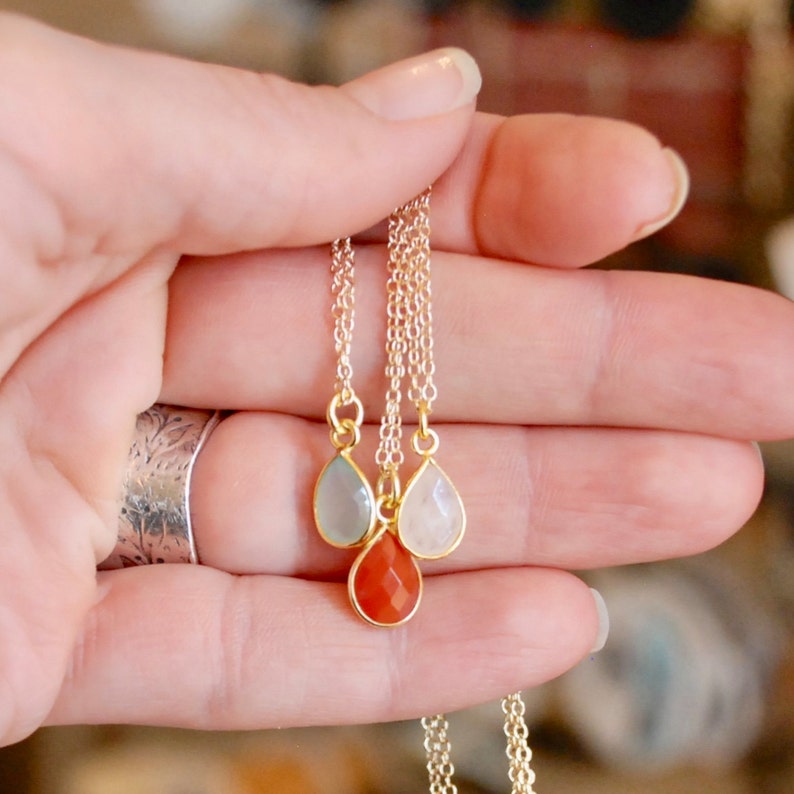 Teardrop Gemstone Necklace in 14K Gold Fill or Sterling Silver Etsy