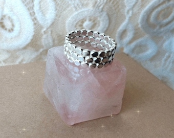 Sterling silver Beaded stacker ring / Thick Sterling silver ring / Dot ring / Stacking ring