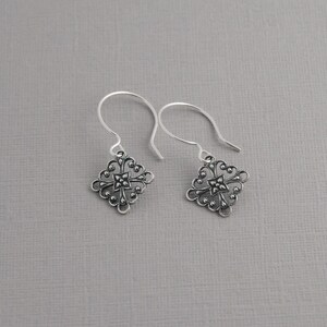 Antique Silver Filigree Earrings: Bohemian Sterling Silver Dangles