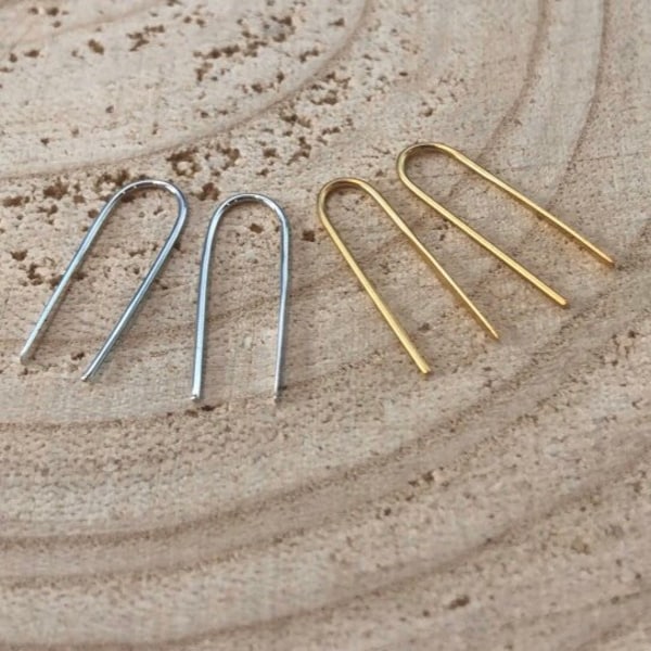 Arc Earrings, gold, silver, Minimalist earring, open hoop earring, arc ear threaders, Thread earrings