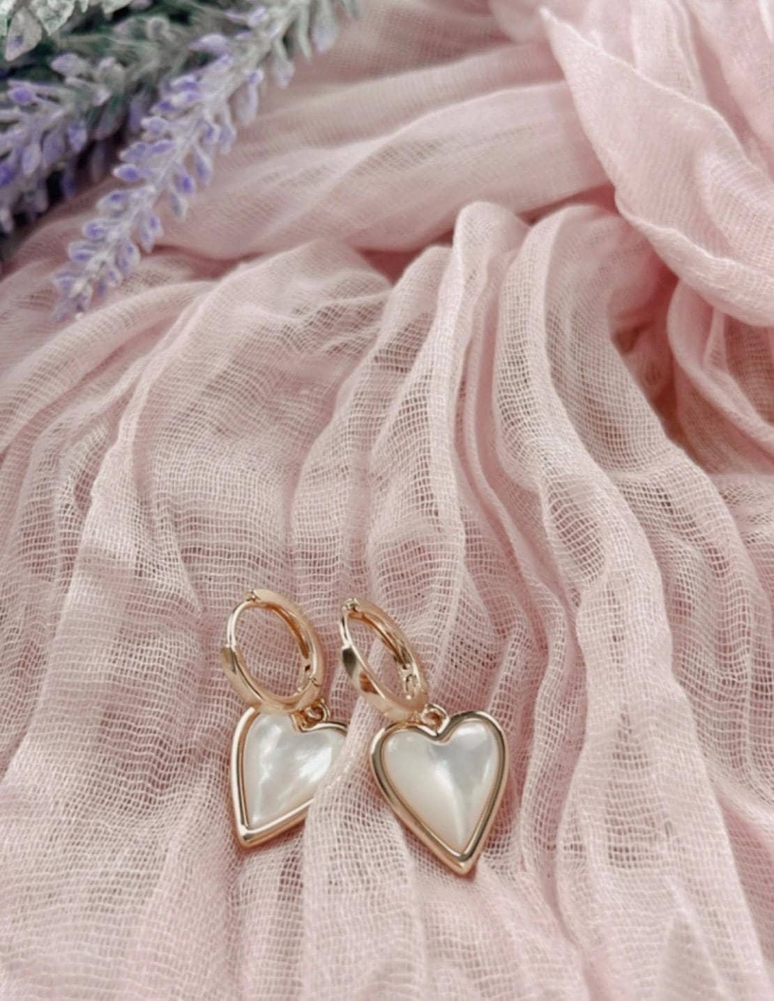 Heart Pearl Earrings Pearl Huggies Heart Huggies Pearl Heart Earrings