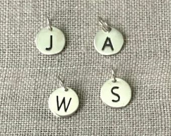 Sterling silver Initial charm, add on initial charm, initial necklace