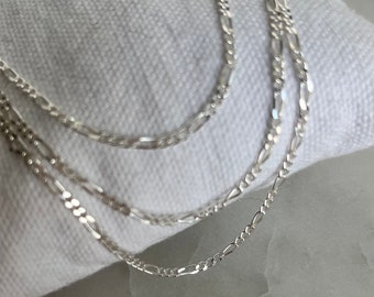 Sterling silver Figaro chain 1.7 mm / Layering chain / Silver chain