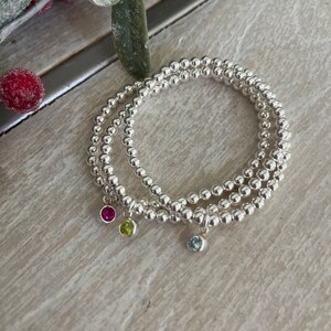 Sterling Silver Birthstone Bracelets, Sterling Silver Stretch Bracelet, Birthstone Bracelet, Swarovski crystal Stacked Bracelets 画像 7