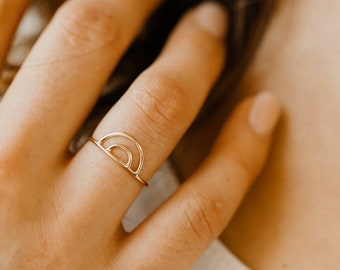 Rainbow Ring, Arch ring, gold Ring