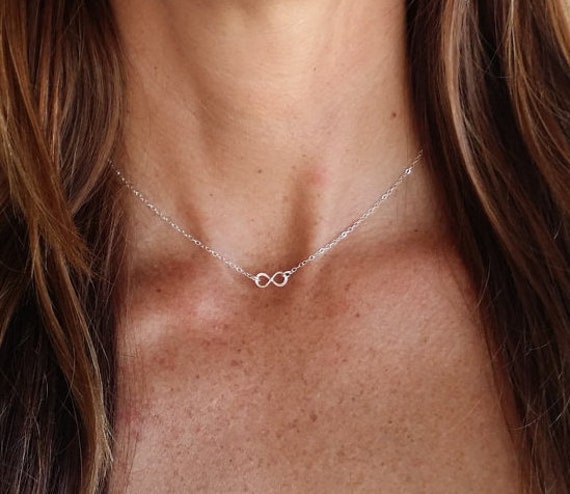 Infinity Choker Necklace Sterling Silver Choker Necklace Etsy