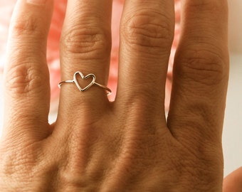 Heart Ring Sterling Silver Heart Ring Open Heart Ring Dainty Heart Ring Gift for Her