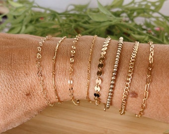 Gold layering Bracelets, 14k gold filled layering bracelets