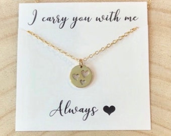 Triple Miscarriage Necklace, Infant Loss Jewelry, Heart necklace, Sympathy gift, Gold heart, 3 miscarriage necklace, loss of loved ones