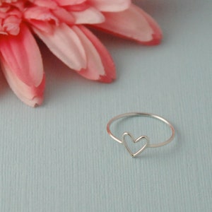 Heart Ring Sterling Silver Heart Ring Open Heart Ring Dainty Heart Ring Gift for Her