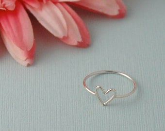Heart Ring Sterling Silver Heart Ring Open Heart Ring Dainty Heart Ring Gift for Her