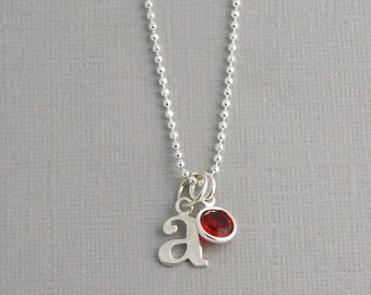 Initial birthstone necklace