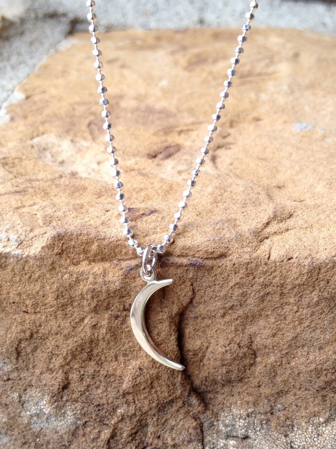 Sterling Silver Crescent Moon Necklace - Etsy