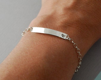 Sterling silver bar Bracelet, Anniversary bracelet, customized, hand stamped