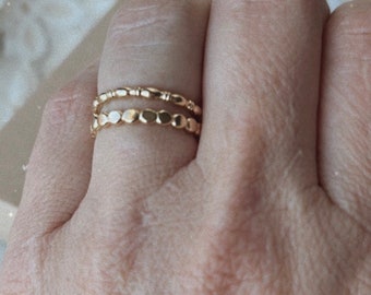 Beaded stacker ring / Thick 14k gold filled ring / Dot ring / Stacking ring