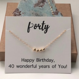 40th year Birthday Necklace, Happy Birthday Necklace 40 years old 14k gold fill