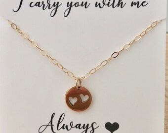 Double Miscarriage Necklace, Infant Loss Jewelry, Heart necklace, Sympathy gift, Gold heart Necklace, Twin loss