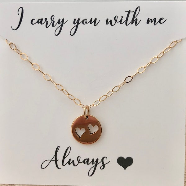 Double Miscarriage Necklace, Infant Loss Jewelry, Heart necklace, Sympathy gift, Gold heart Necklace, Twin loss