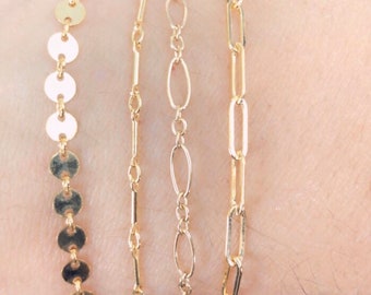 Gold layering Bracelets, 14k gold fill layering bracelets,
