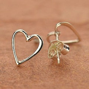 Sterling silver Heart post earrings / Tiny Open Heart earrings