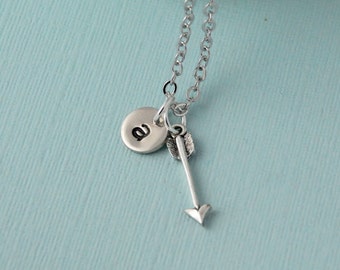 Arrow Necklace, Personalized Arrow necklace, Initial necklace