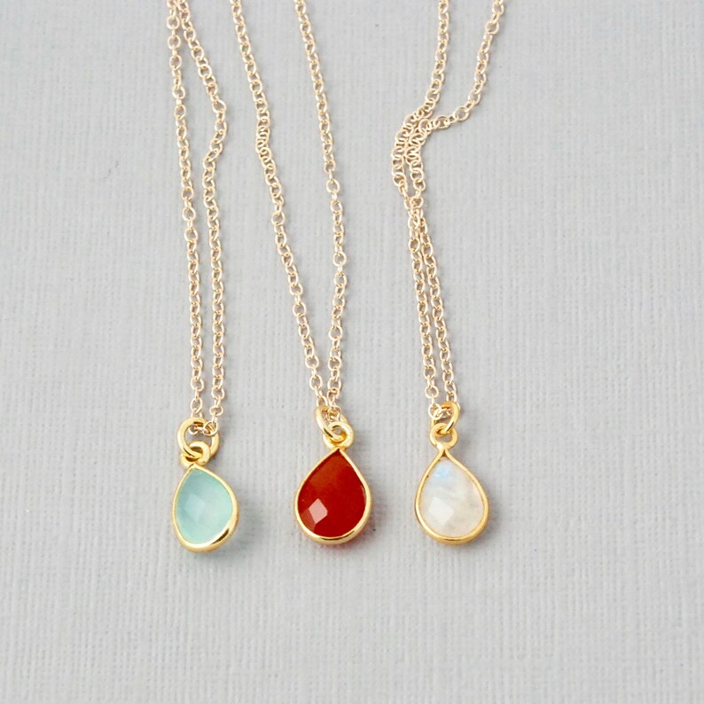 Teardrop Gemstone Necklace in 14K Gold Fill or Sterling Silver Etsy