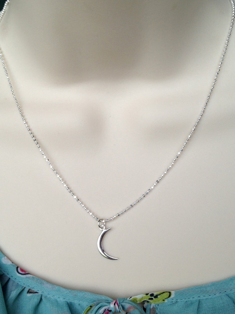 Sterling Silver Crescent Moon Necklace - Etsy