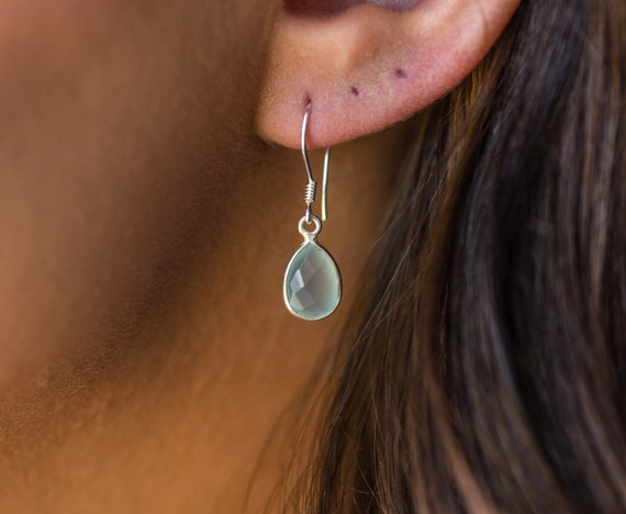 Chalcedony Earrings in Sterling Silver or Gold Fill Tear Drop Chalcedony  Silver Drop Earrings - Etsy