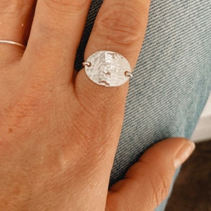 Hammered Ring Oval Disc Ring Oval Ring Organic Ring Hammered Ring Sterling Silver Ring 14k gold filled Ring