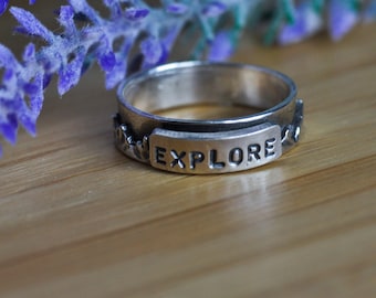 Mountain band / Personalized mountain ring / custom ring / name ring