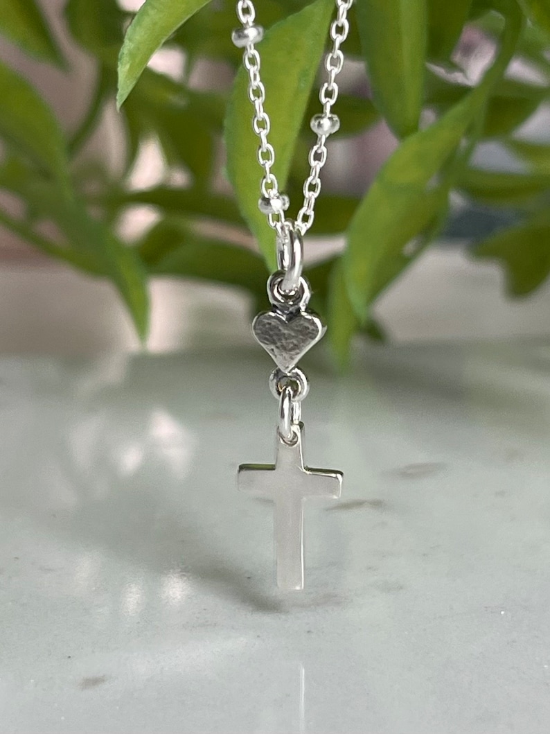 Cross necklace Gods love Jesus Necklace Heart cross necklace Sterling silver image 6