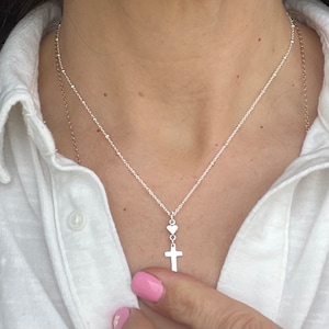 Cross necklace Gods love Jesus Necklace Heart cross necklace Sterling silver image 8