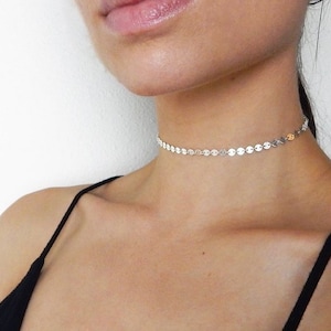 Coin Necklace Sterling Silver Choker Necklace Sterling Silver Dot Choker Layering necklace Coin Choker Disc Choker
