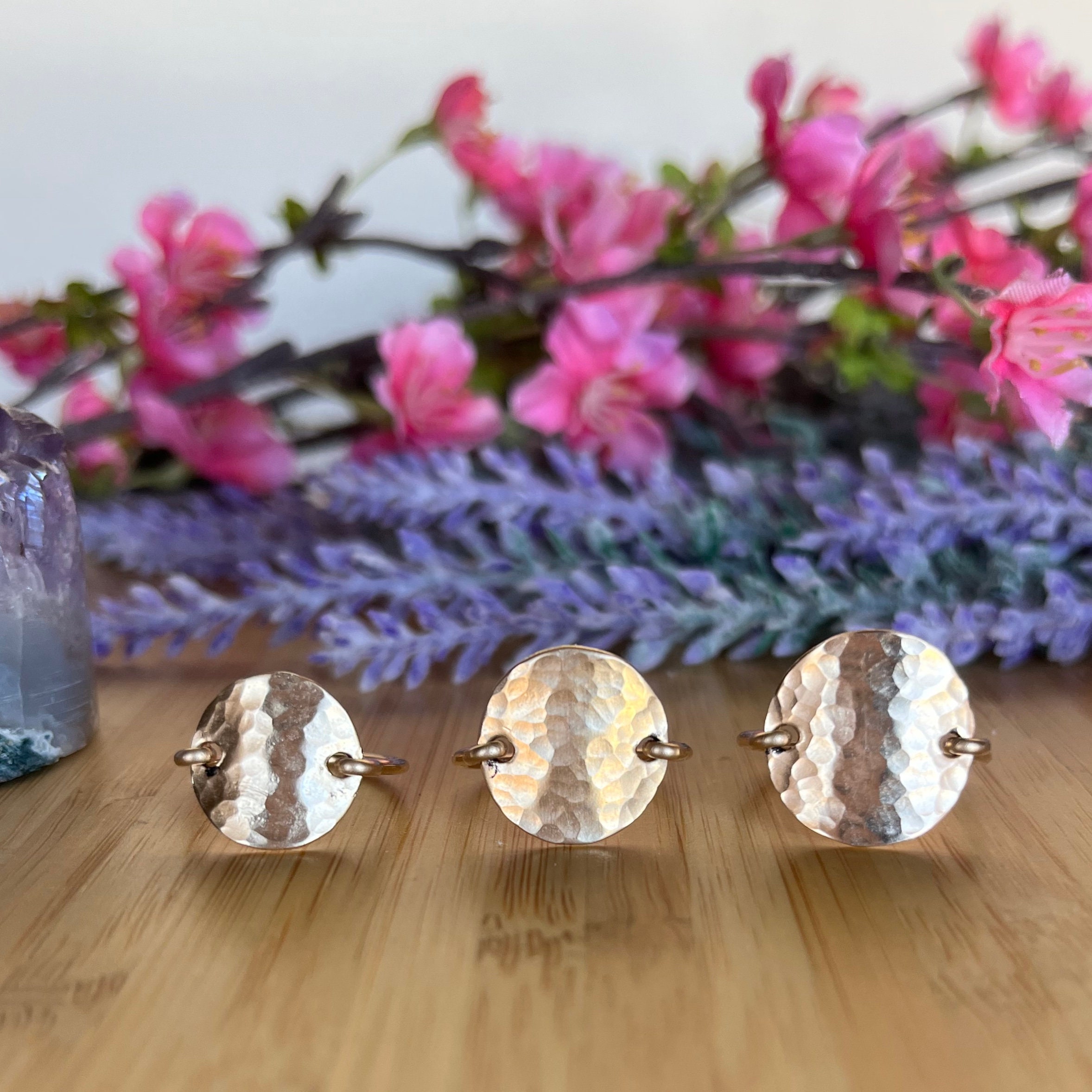 Disc Ring Gold Hammered Disc Ring Circle ring Organic Hammered Ring 14k Gold Filled Ring Sterling Silver Ring