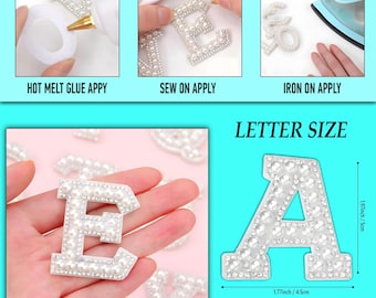 Pearl Rhinestone Letter Patch: Sew-On, Glue-On - Personalized Initial
