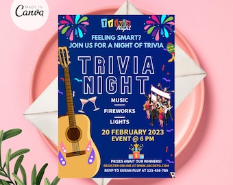 Trivia Night Invitation, Quiz Night Invitation, Game Night Invitation, Board Games Invite, Adult Game Night Party Invite