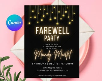 Farewell Party Invitation: Editable Goodbye Invite (Digital File, 5x7 in Canva Template)