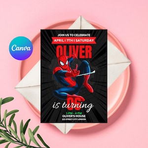 Convite do Homem-Aranha, Convite de Aniversário do Homem-Aranha, Convite Digital do Homem-Aranha, Convite de Aniversário do Super-herói Download Instantâneo