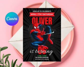 Invito Spiderman, invito compleanno Spiderman, invito digitale Spiderman, invito compleanno supereroe download immediato