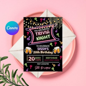 Trivia Night Invitation, Quiz Night Invitation, Game Night Invitation, Board Games Invite, Adult Game Night Party Invite