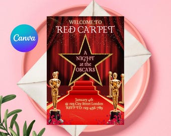 Red Carpet Invitation, Prom Invitation, Red Carpet Birthday Invitation, Hollywood VIP Pass Party Invite, Hollywood Theme Invite