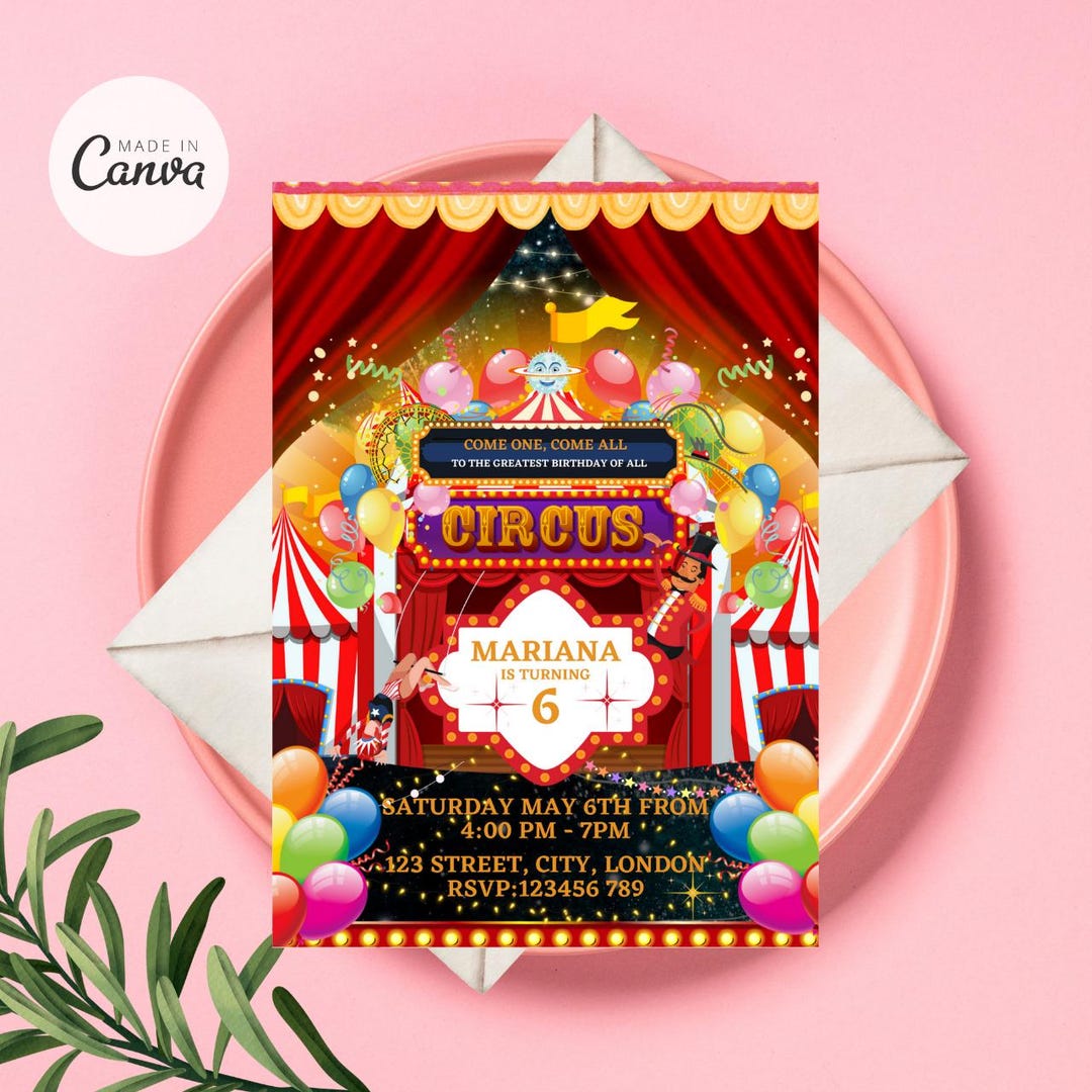 Circus Carnival Invitation, Carnival Birthday Invitation, Carnival ...