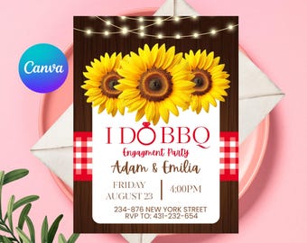 I Do BBQ Invitation Template, Engagement Party Invite, BBQ Engagement Invitation, Couple Shower Invite