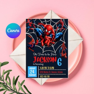 Convite do Homem-Aranha, Convite de Aniversário do Homem-Aranha, Convite Digital do Homem-Aranha, Convite de Aniversário do Super-herói Download Instantâneo