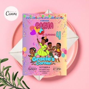 Faire-part Gracie's Corner, fête d'anniversaire Gracie Corner, Gracie Corner Invitation, Gracie Corner Party téléchargement immédiat