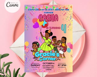 Invitación de Gracie's Corner, fiesta de cumpleaños de Gracie's Corner, invitación de Gracie's Corner, descarga instantánea de la fiesta de Gracie's Corner